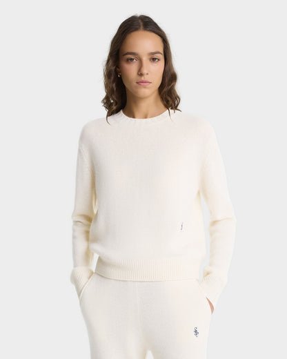 SRC Cashmere Sweater - Ecru/Navy
