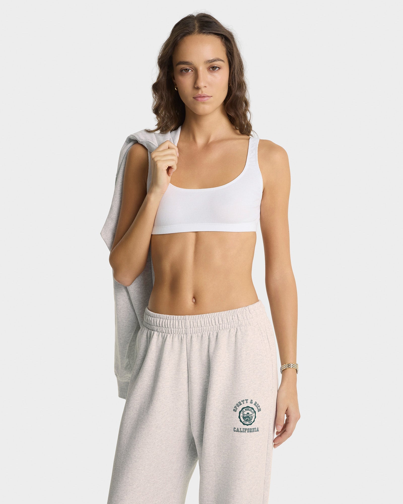 California Emblem Wide Sweatpant - Heather Gray/Forest