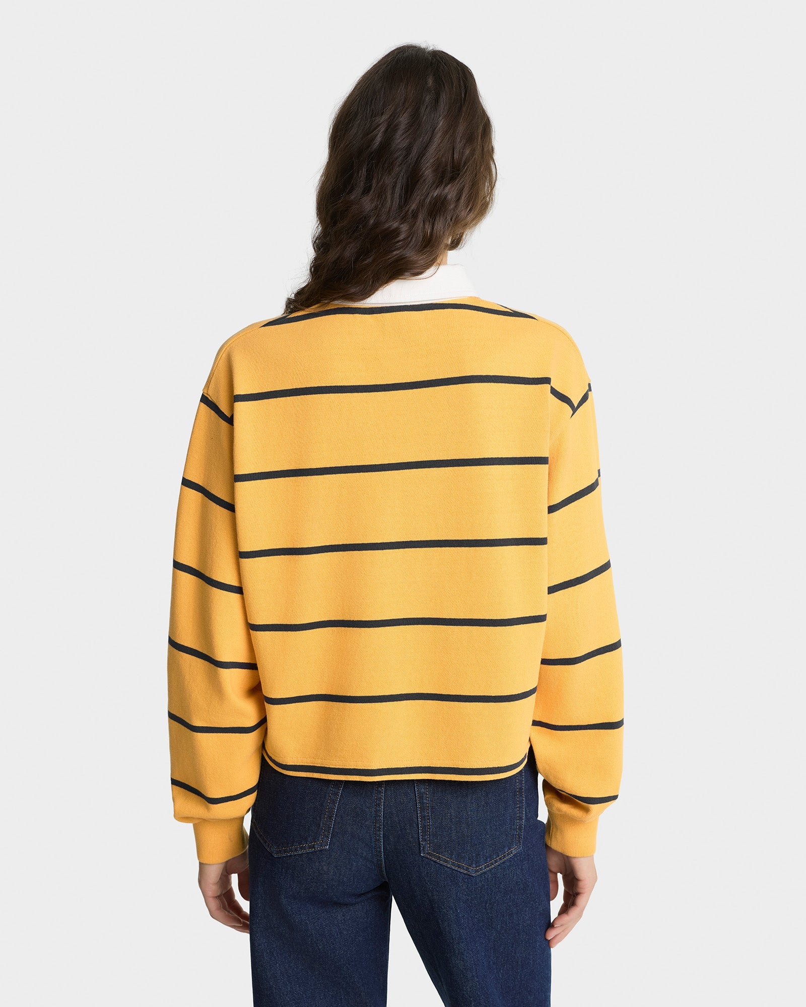 Serif Logo Rugby Polo - Faded Gold/White/Navy