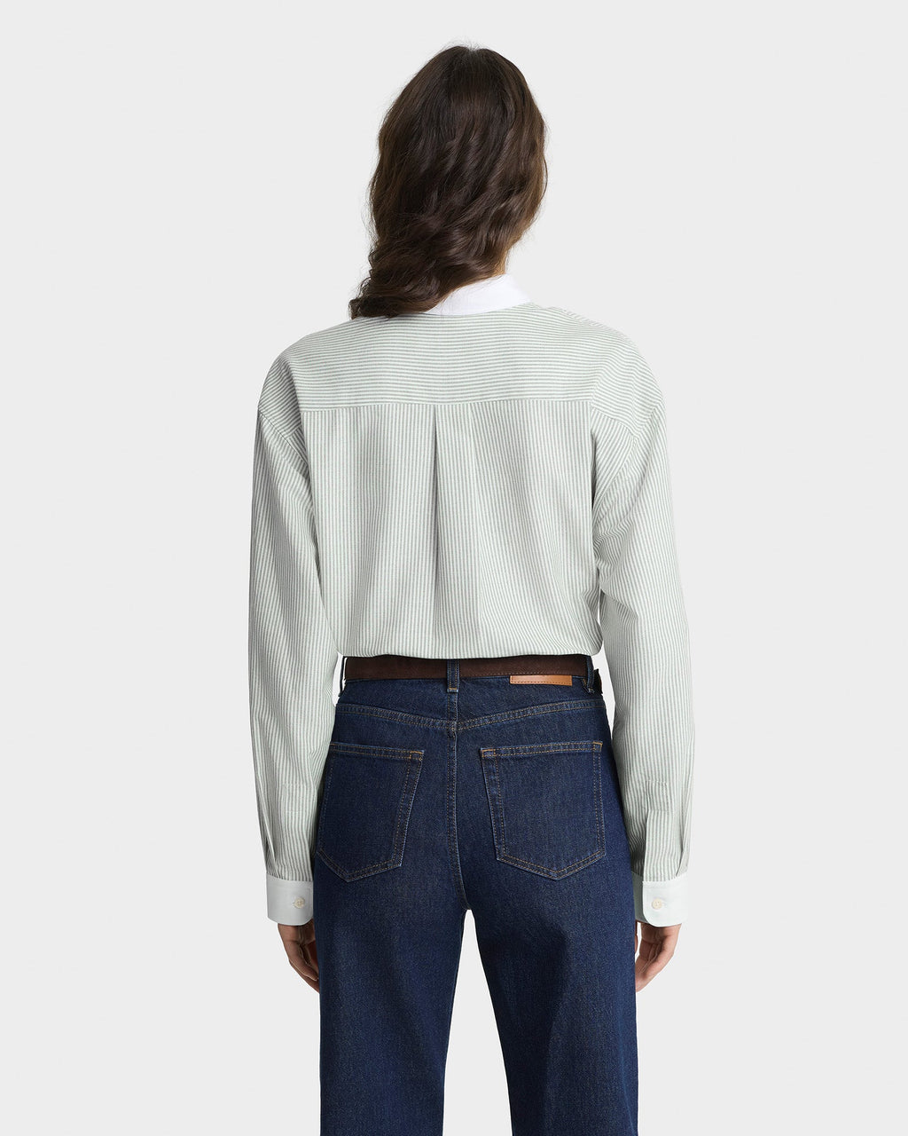 SRC Oversized Oxford Shirt - Forest striped