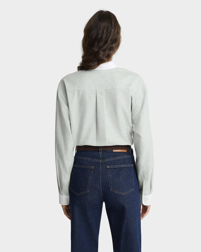 SRC Oversized Oxford Shirt - Forest striped