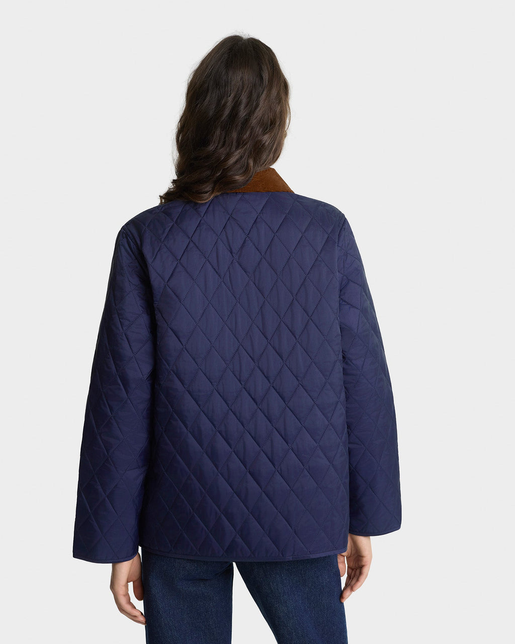 NY Crest Nylon Quilted Jacket - Navy/Tan