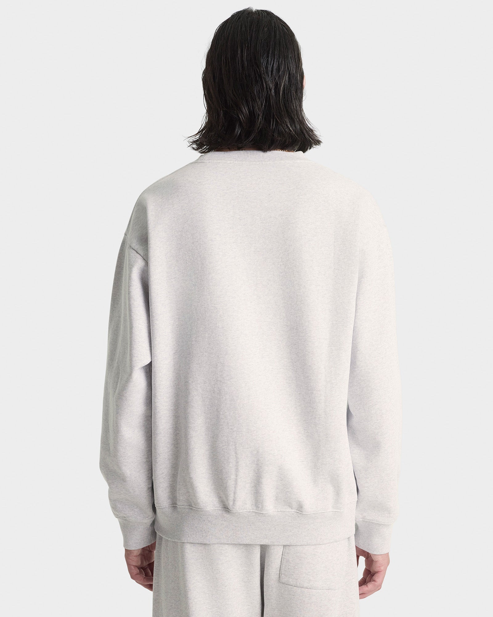 Signature Logo Embroidered Crewneck - Heather Gray/Navy