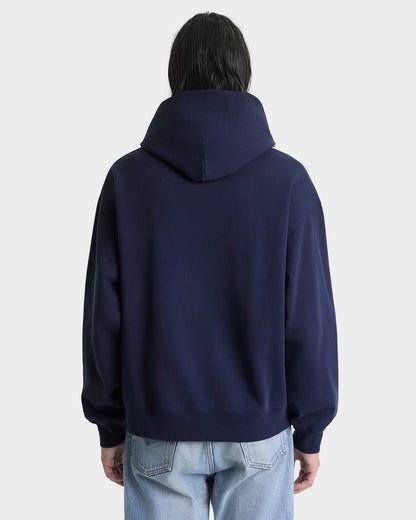 Signature Logo Embroidered Hoodie - Navy/White