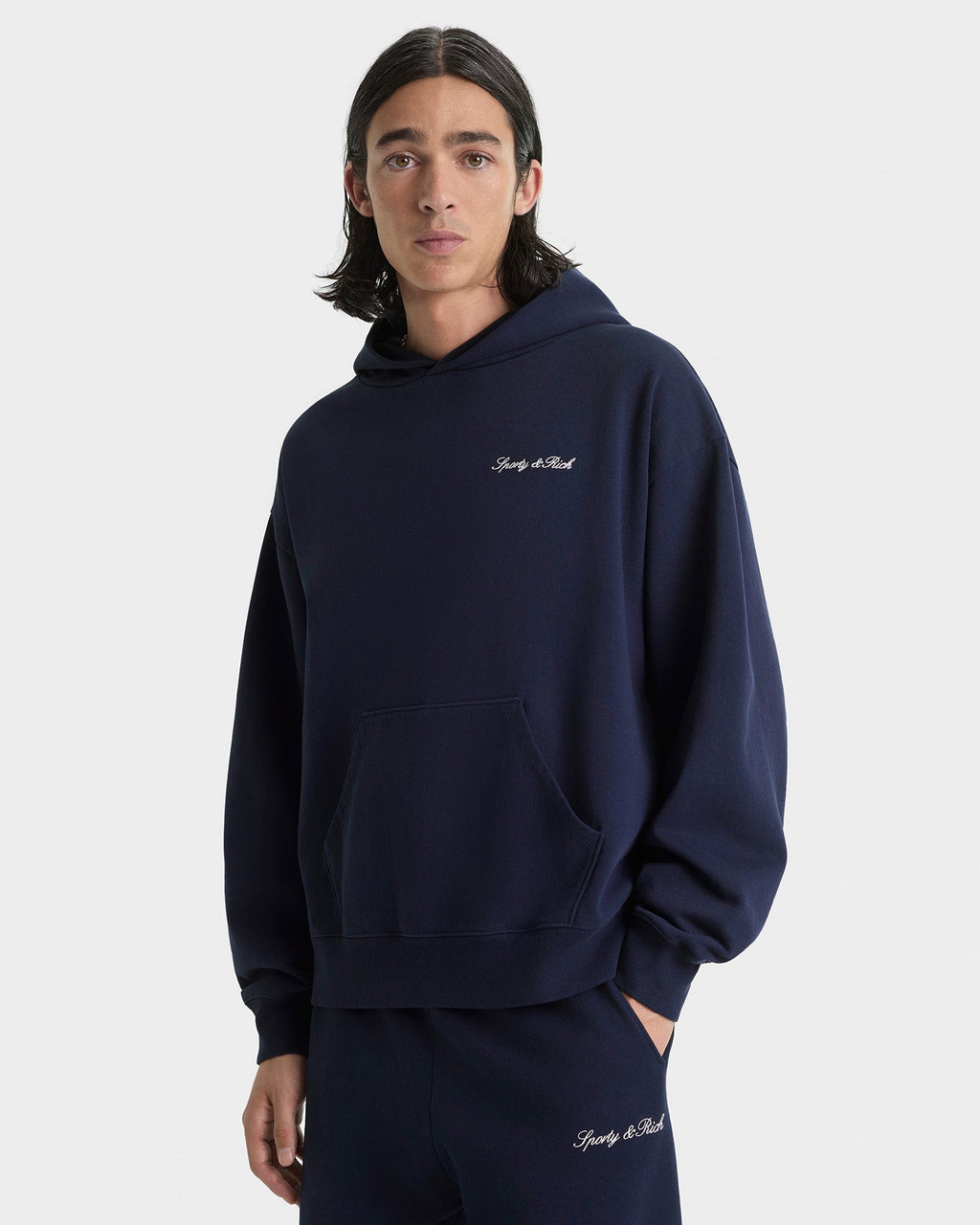 Signature Embroidered Sweatpant - Navy/White