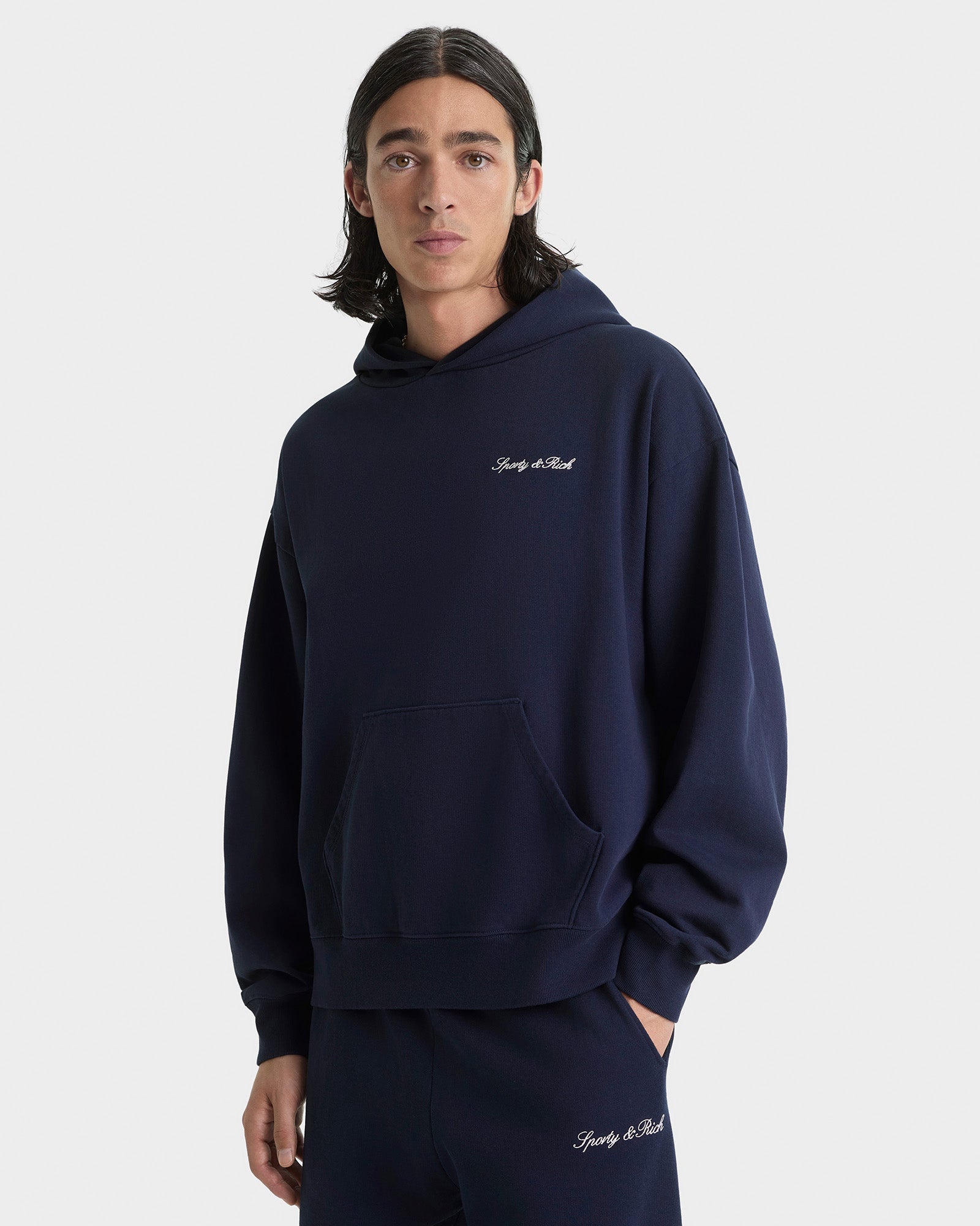 Signature Embroidered Sweatpant - Navy/White