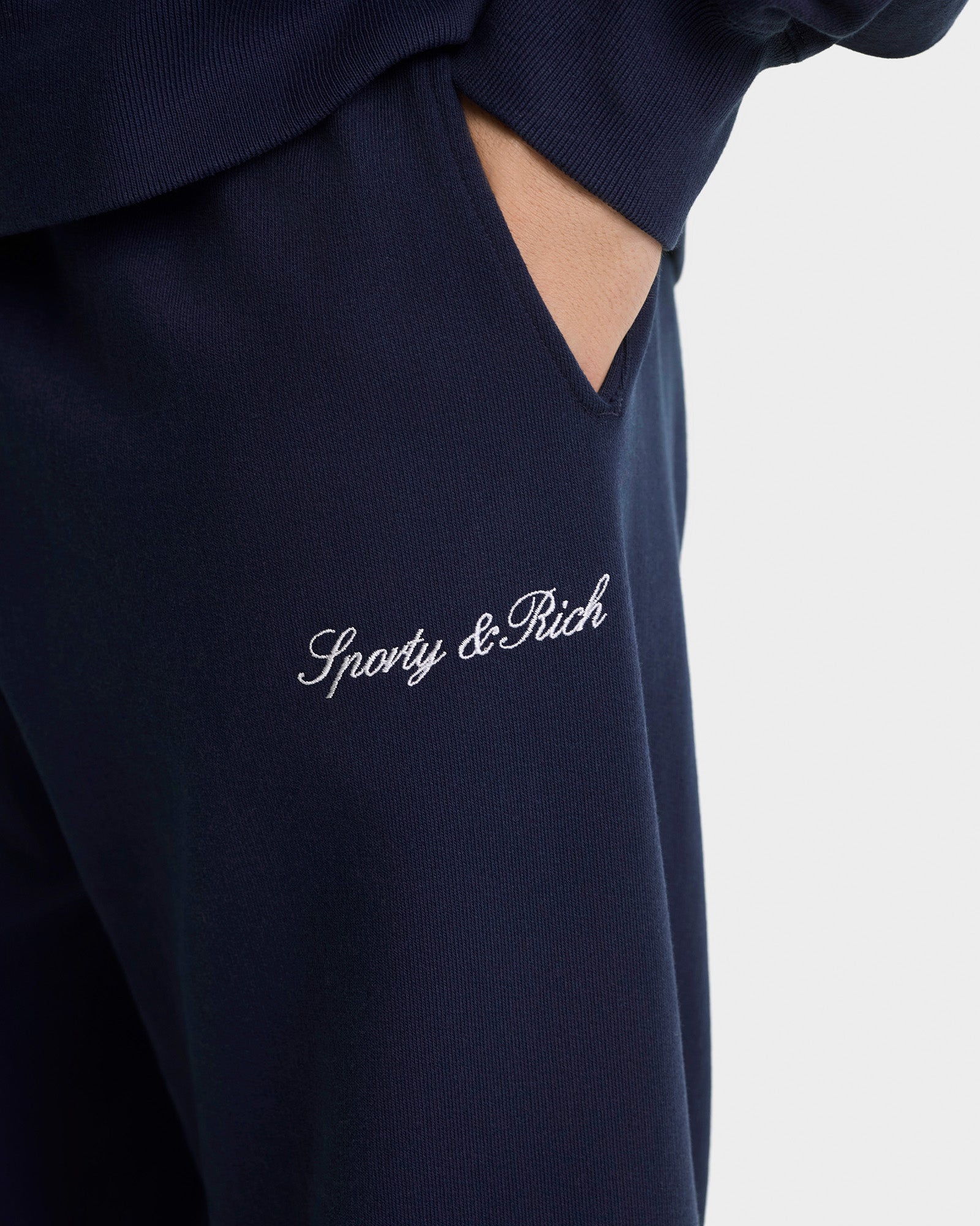 Signature Embroidered Sweatpant - Navy/White