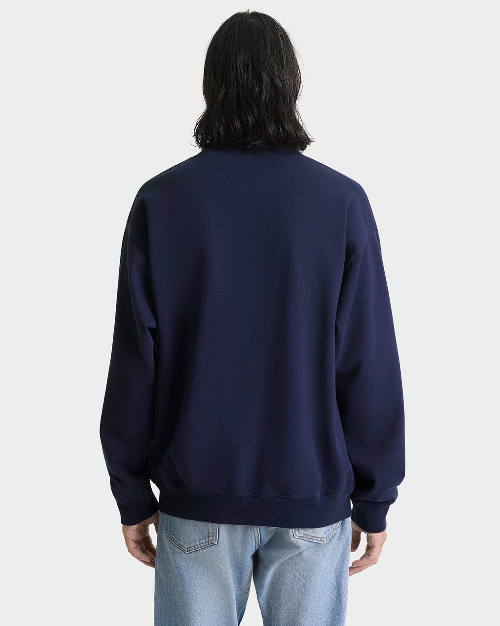 Signature Logo Embroidered Crewneck - Navy/White