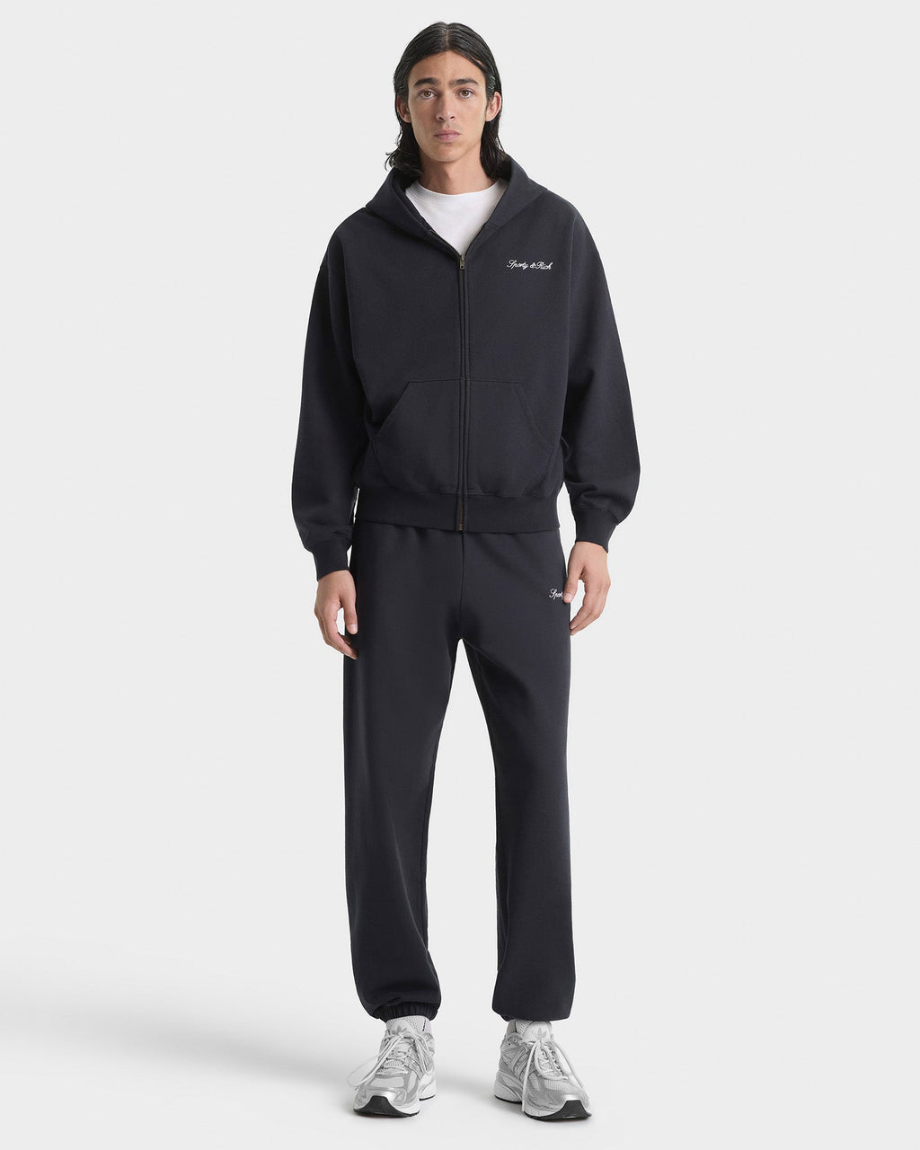 Signature Logo Embroidered Zip Hoodie - Black/White