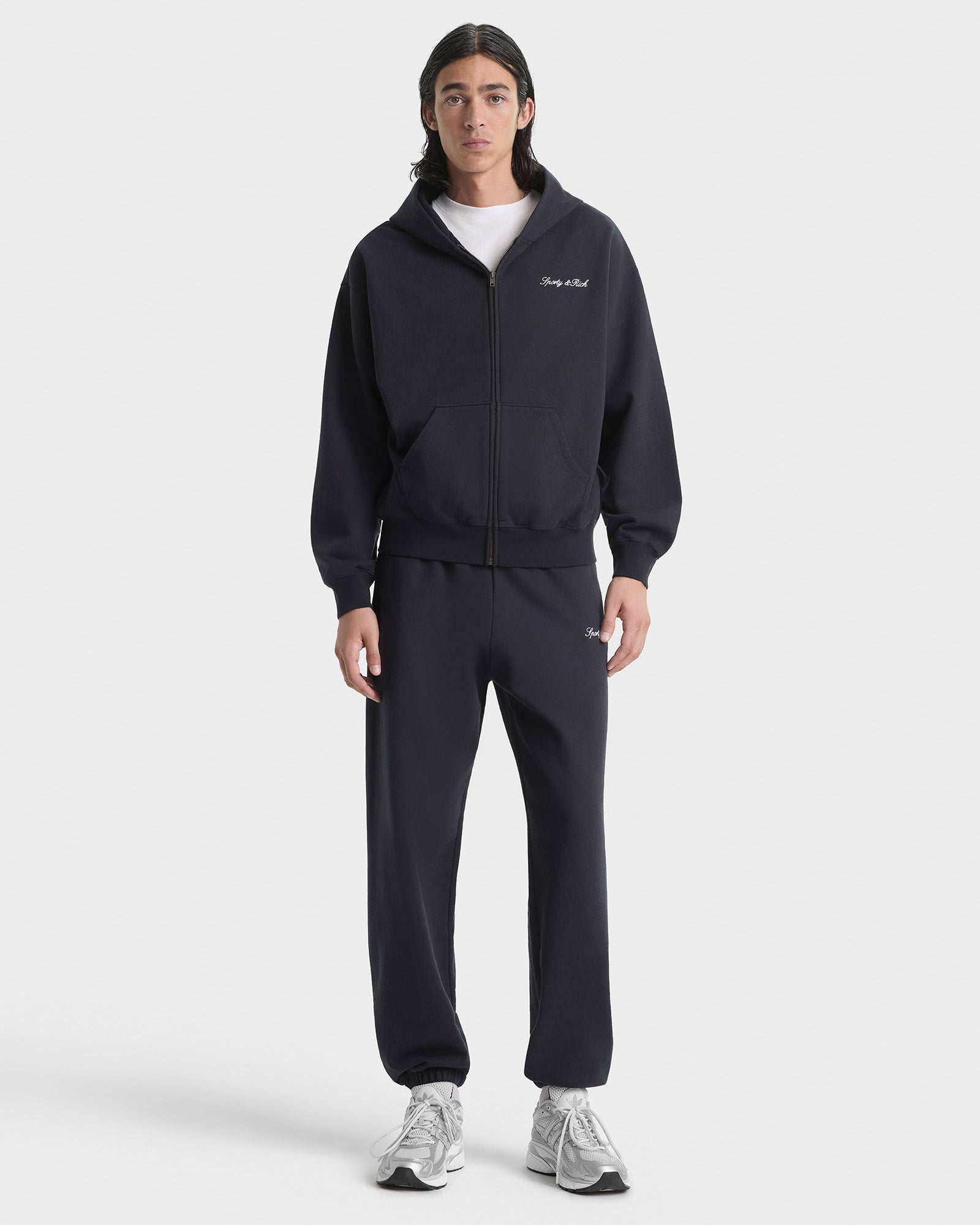 Signature Logo Embroidered Zip Hoodie - Black/White