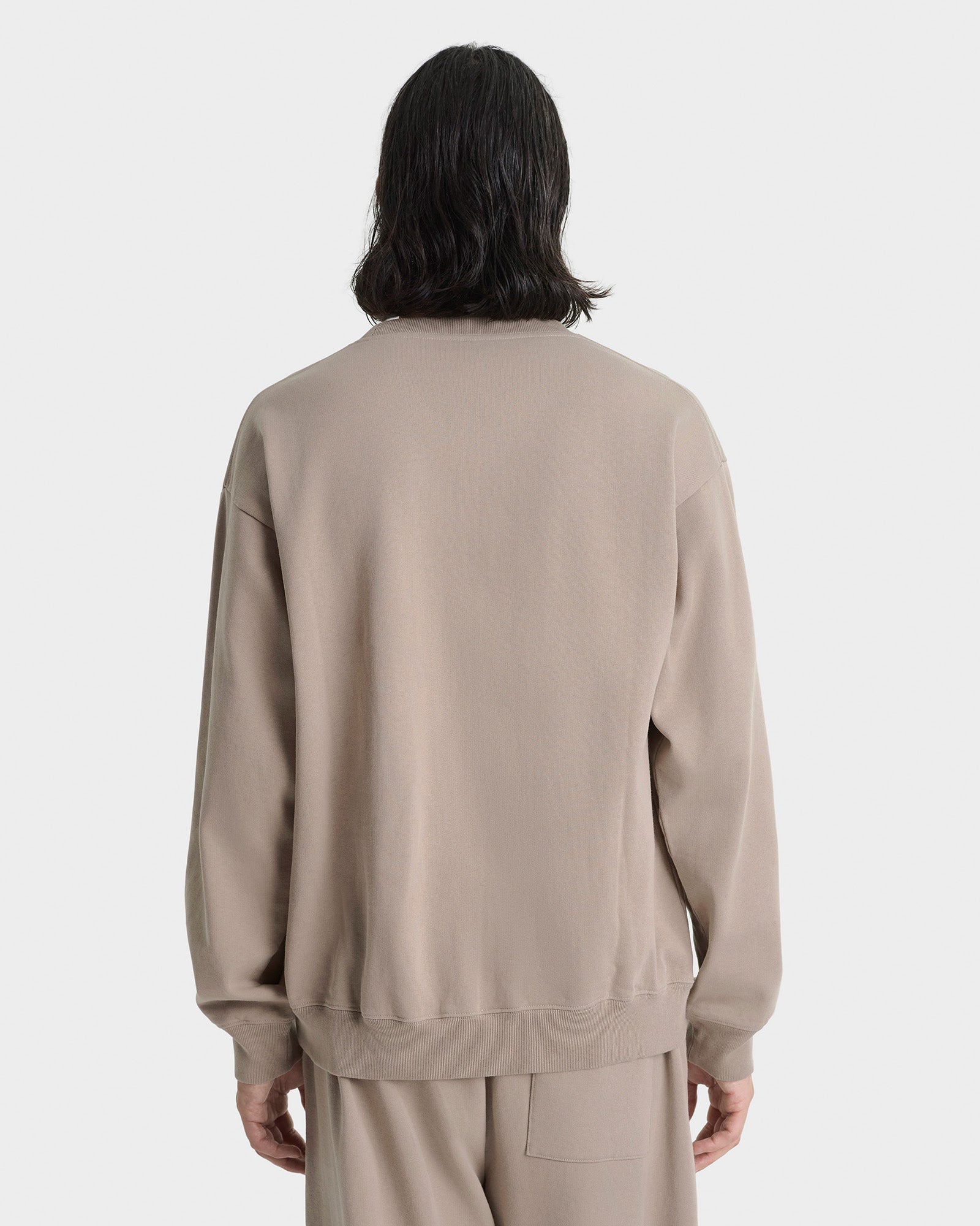 Signature Logo Embroidered Crewneck - Hazelnut/White