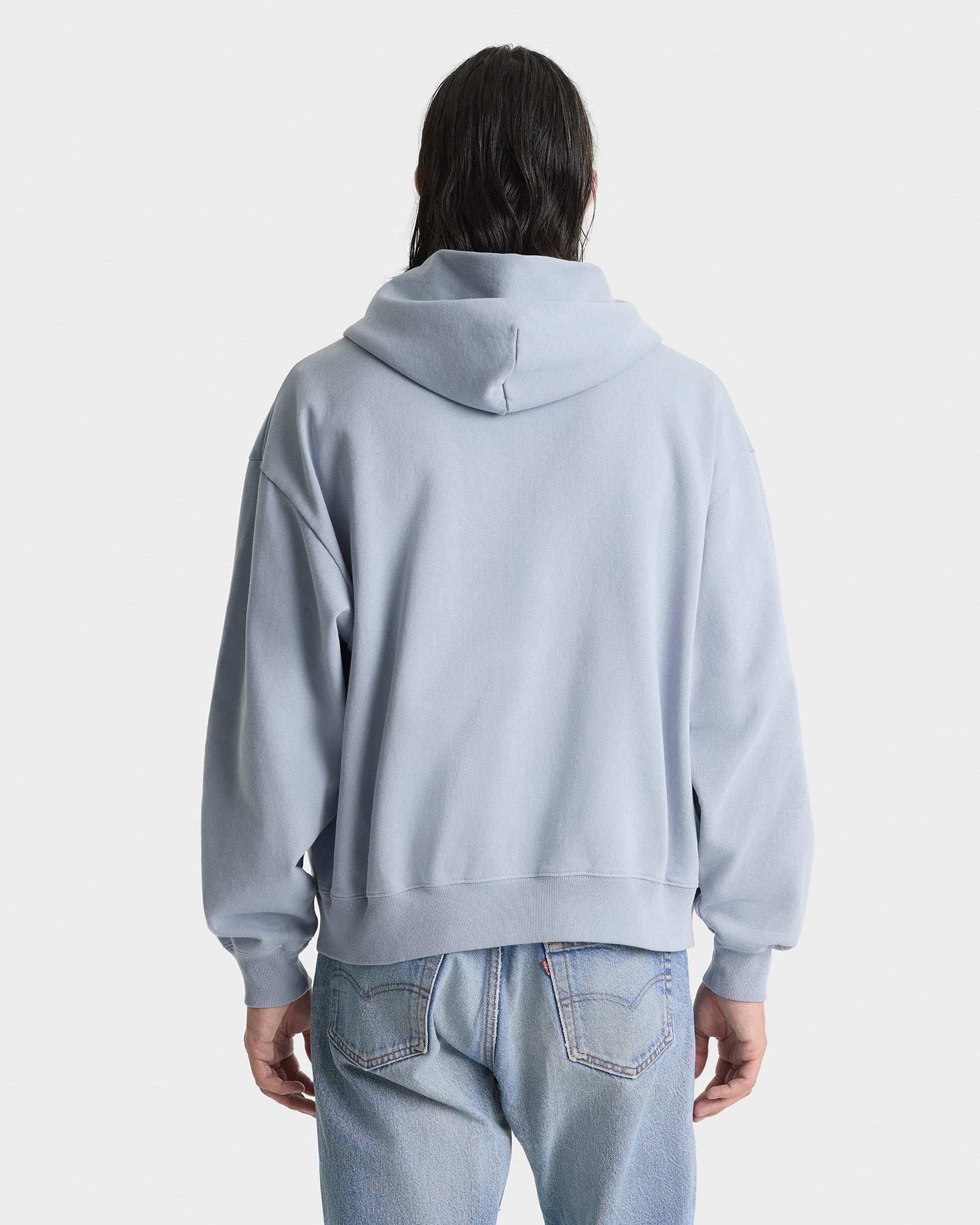 Signature Logo Embroidered Zip Hoodie - Faded Blue/Navy
