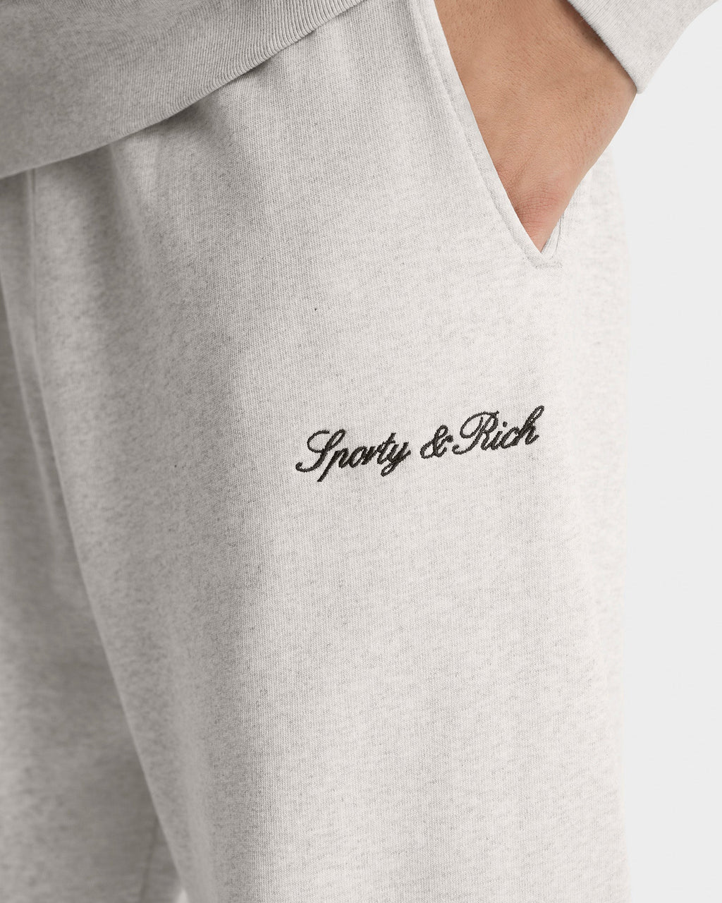 Signature Logo Embroidered Wide Sweatpant - Heather Gray/Navy