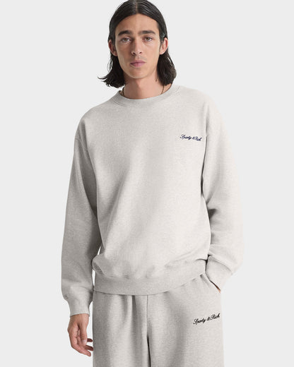 Signature Logo Embroidered Wide Sweatpant - Heather Gray/Navy