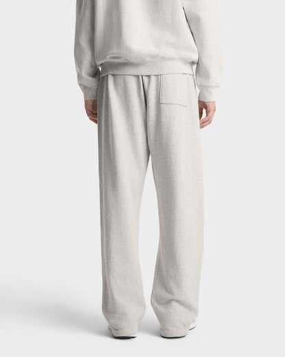 Signature Logo Embroidered Wide Sweatpant - Heather Gray/Navy