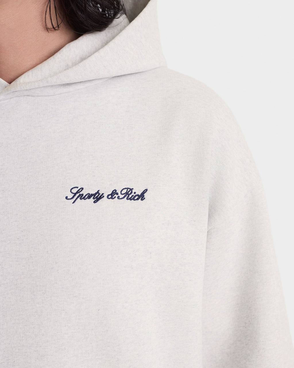 Signature Logo Embroidered Hoodie - Heather Gray/Navy