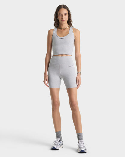 Signature Logo Biker Short - Heather Gray