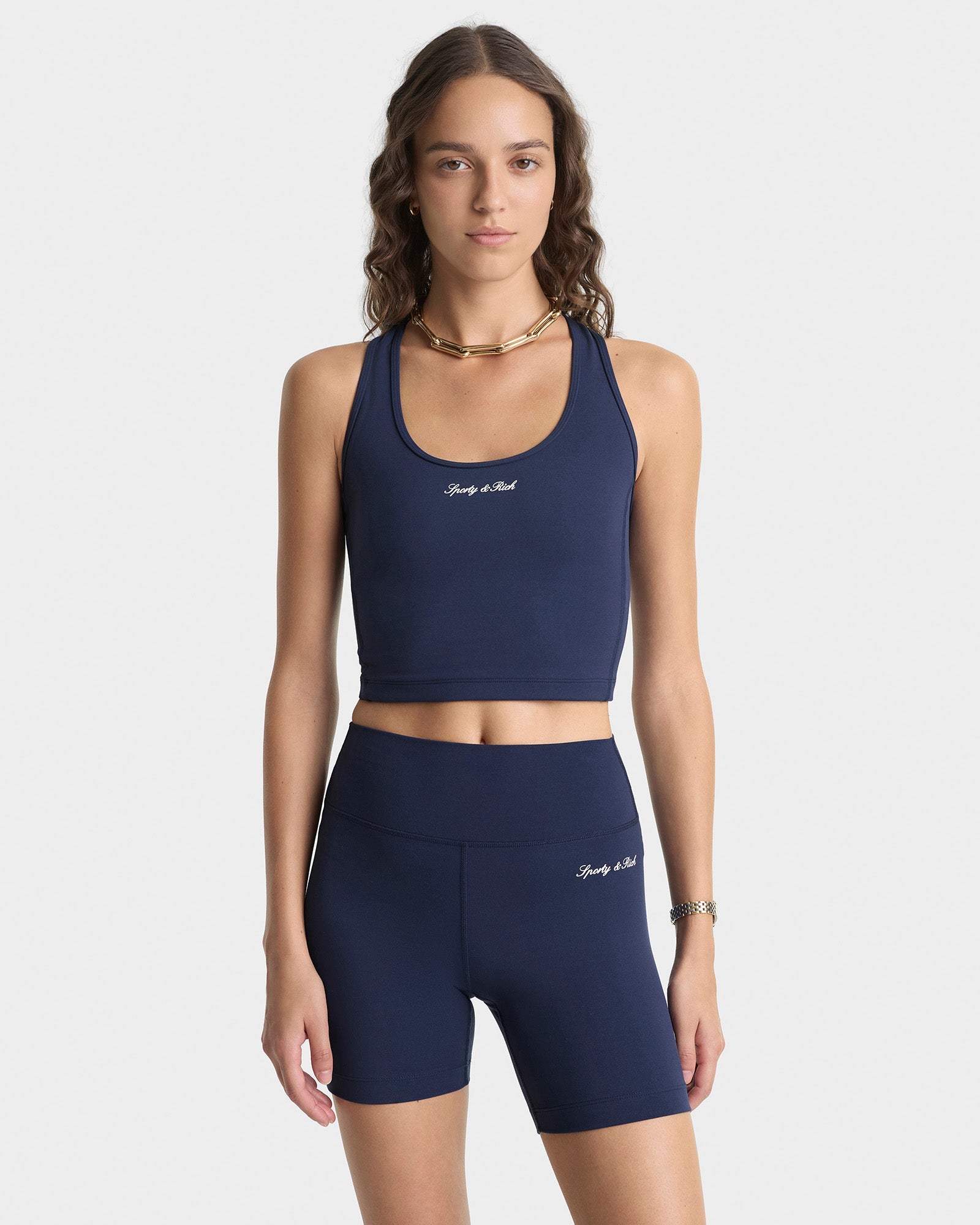 Signature Logo Biker Short - Navy/White