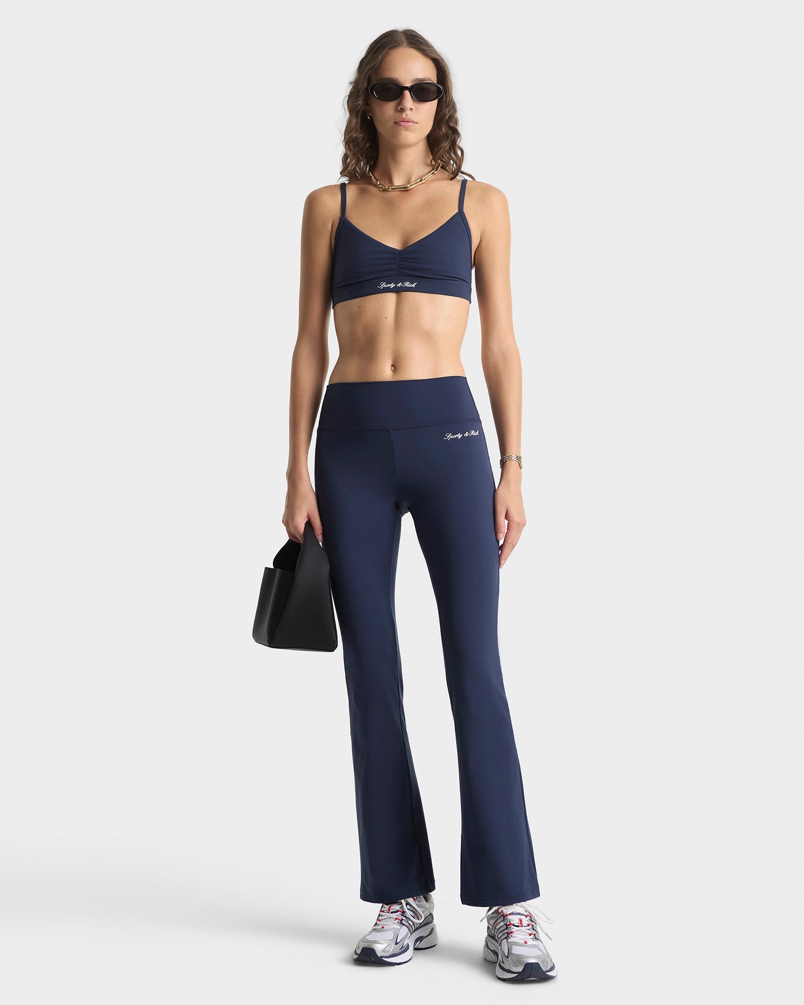 Signature Logo Flared Legging - Navy/White