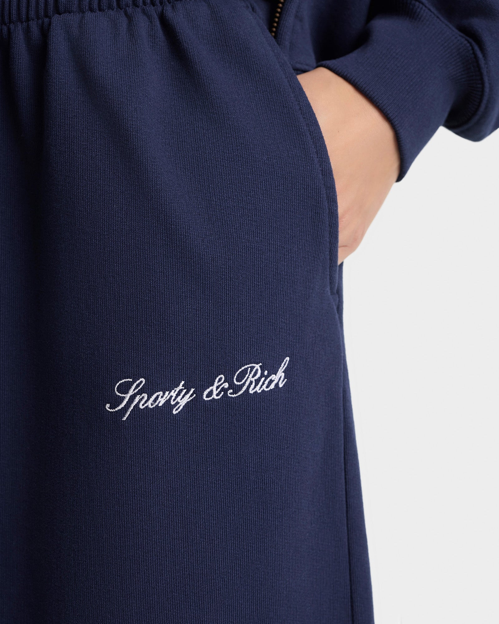 Signature Embroidered Sweatpant - Navy/White