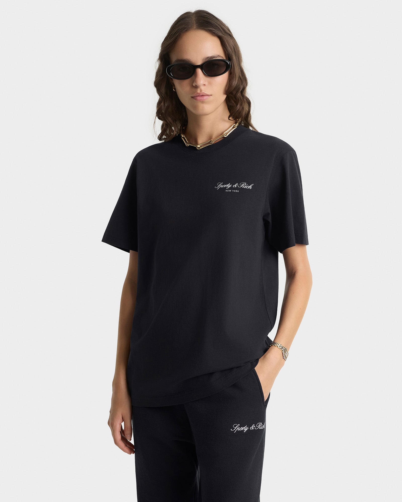 Signature Embroidered Sweatpant - Black/White