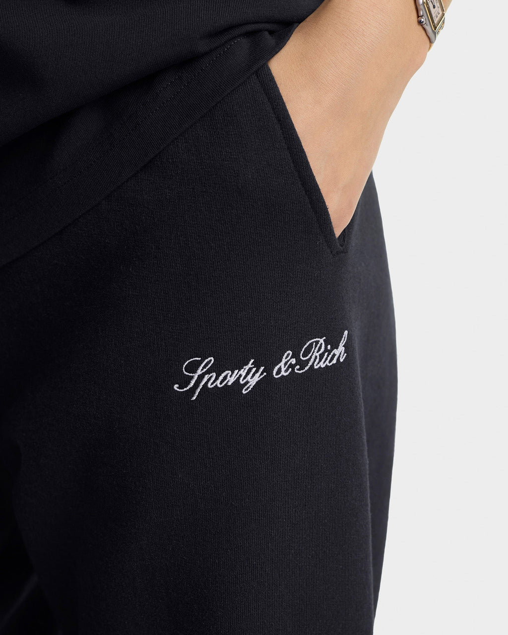 Signature Embroidered Sweatpant - Black/White