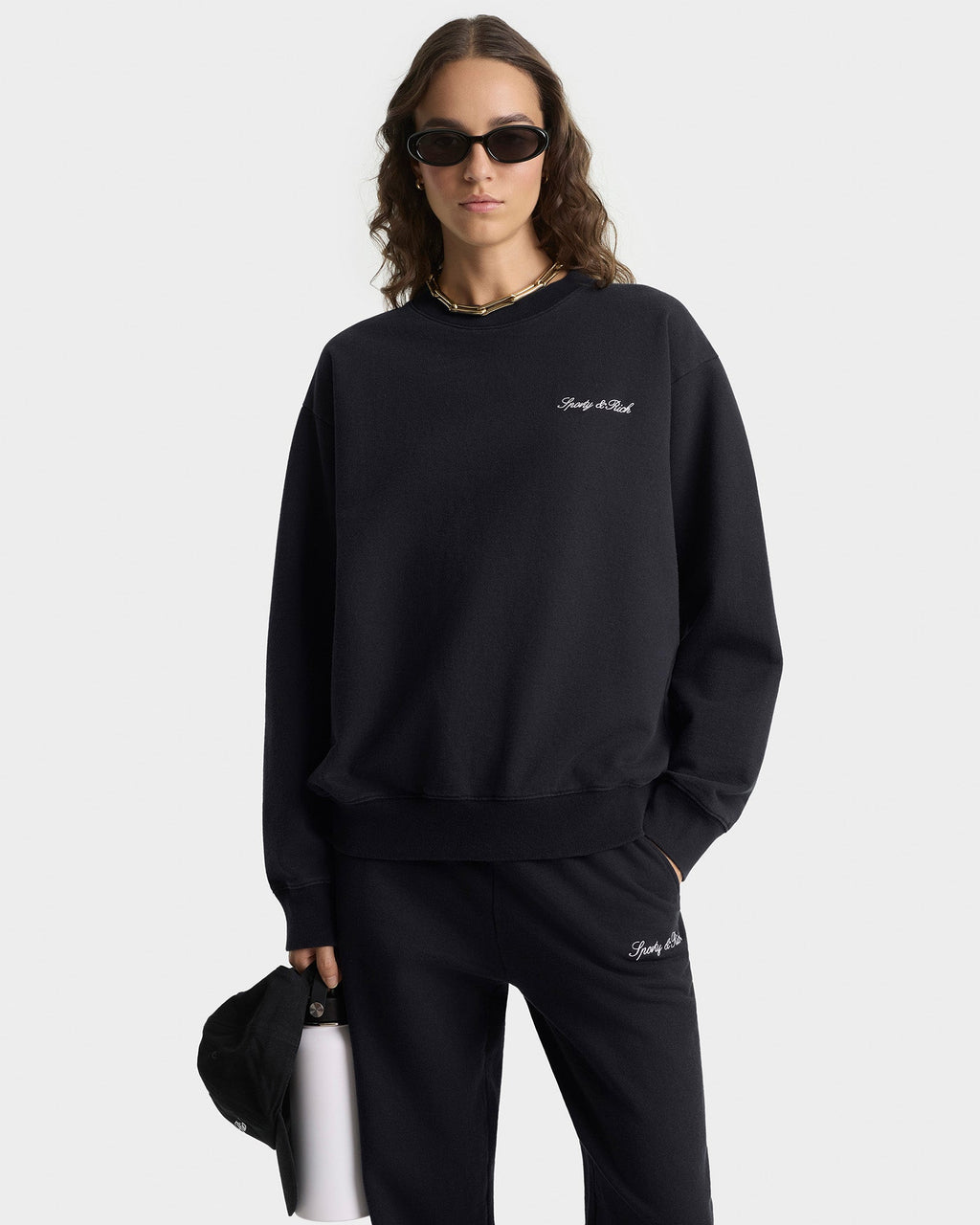 Signature Logo Embroidered Crewneck - Black/White