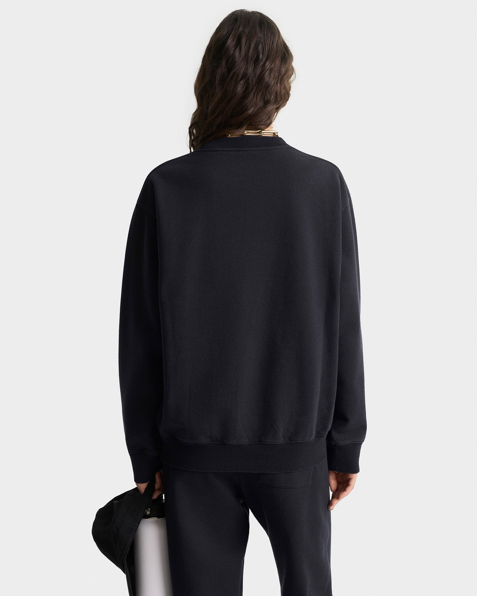 Signature Logo Embroidered Crewneck - Black/White