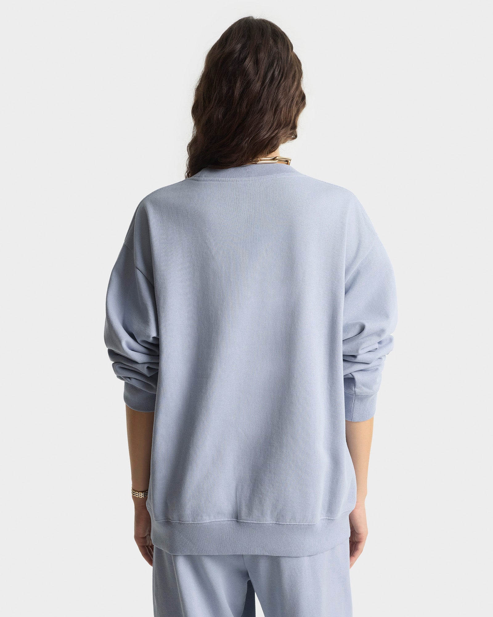 Signature Logo Embroidered Crewneck - Faded Blue/Navy