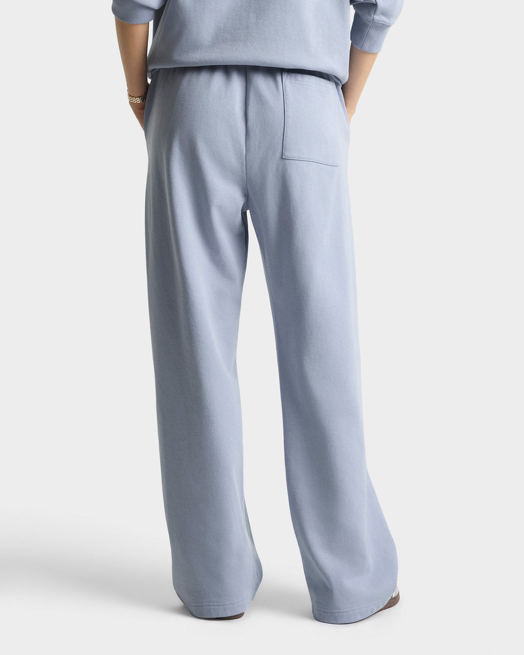 Signature Logo Embroidered Wide Sweatpant - Faded Blue/Navy