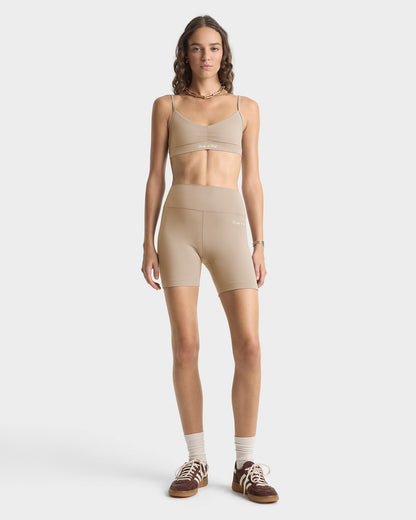 Signature Logo Mini Sports Bra - Hazelnut/White