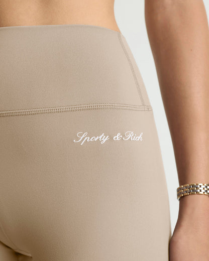 Signature Logo Biker Short - Hazelnut/White
