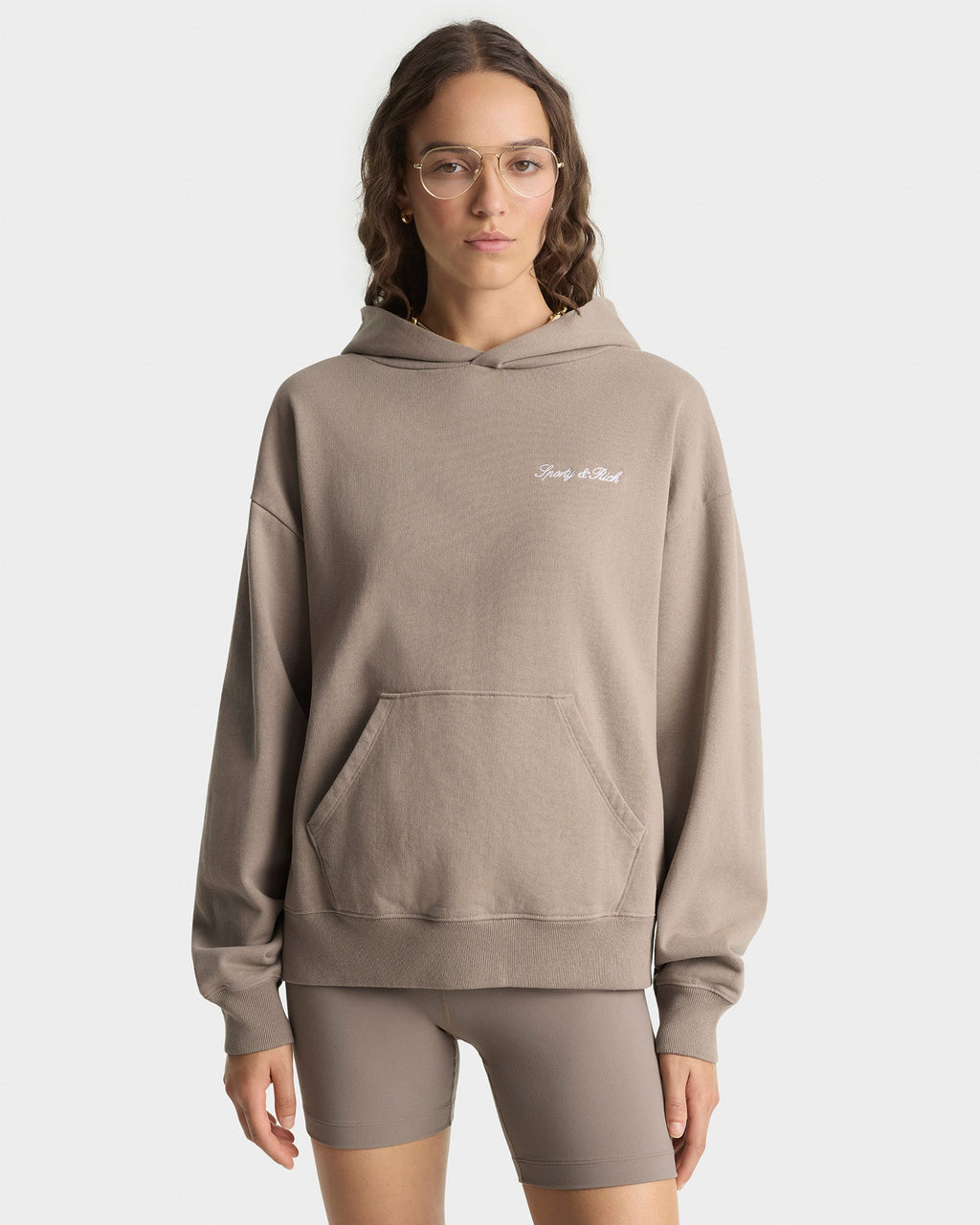 Signature Logo Embroidered Hoodie - Hazelnut/White