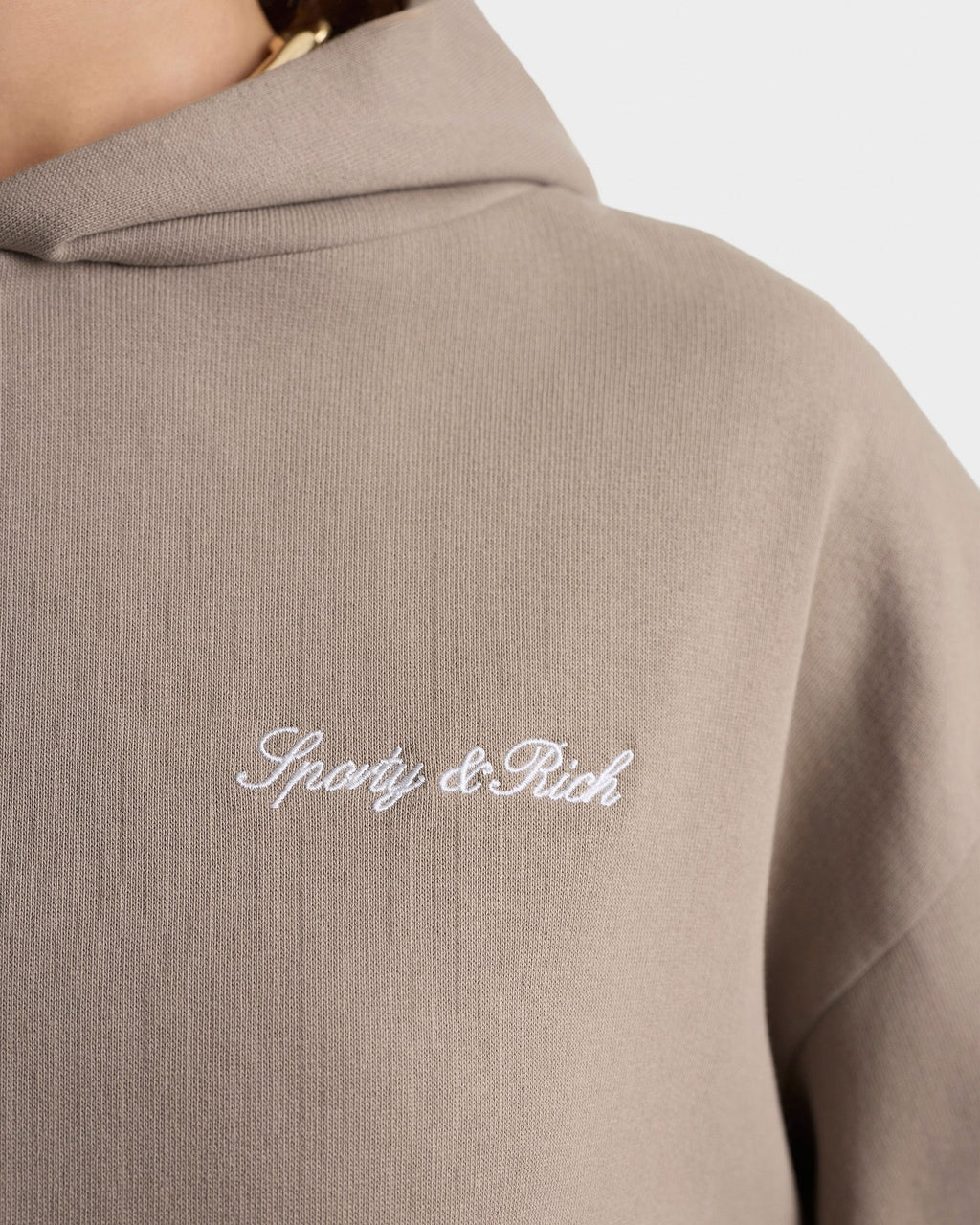 Signature Logo Embroidered Hoodie - Hazelnut/White