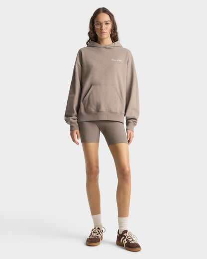 Signature Logo Embroidered Hoodie - Hazelnut/White