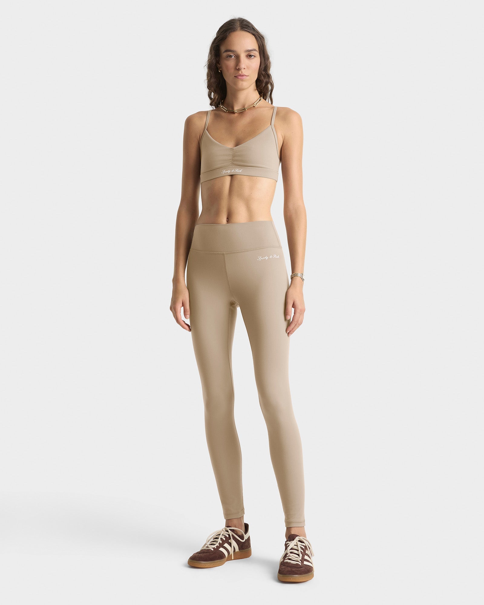 Signature Logo Legging - Hazelnut/White
