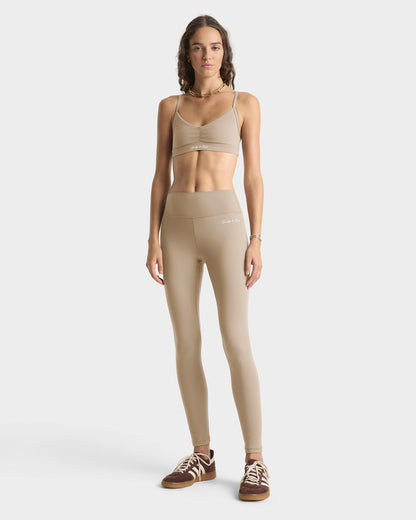 Signature Logo Legging - Hazelnut/White