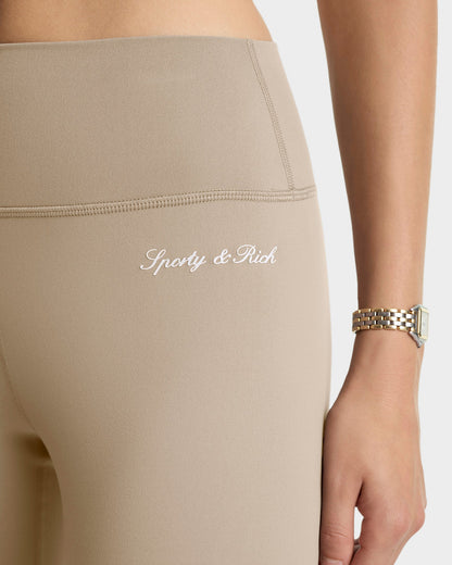 Signature Logo Legging - Hazelnut/White