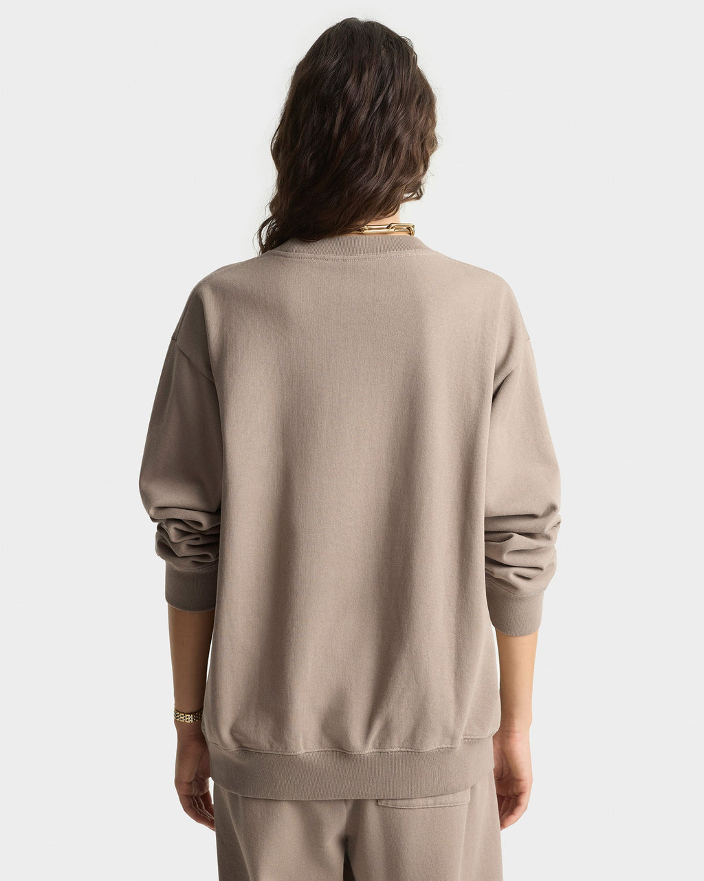 Signature Logo Embroidered Crewneck - Hazelnut/White