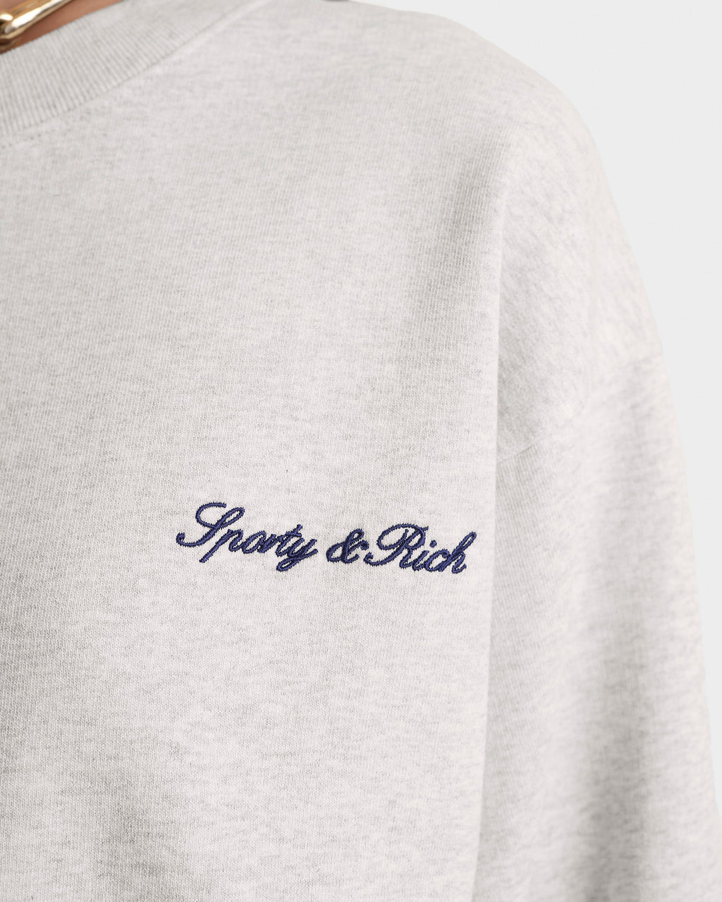 Signature Logo Embroidered Crewneck - Heather Gray/Navy