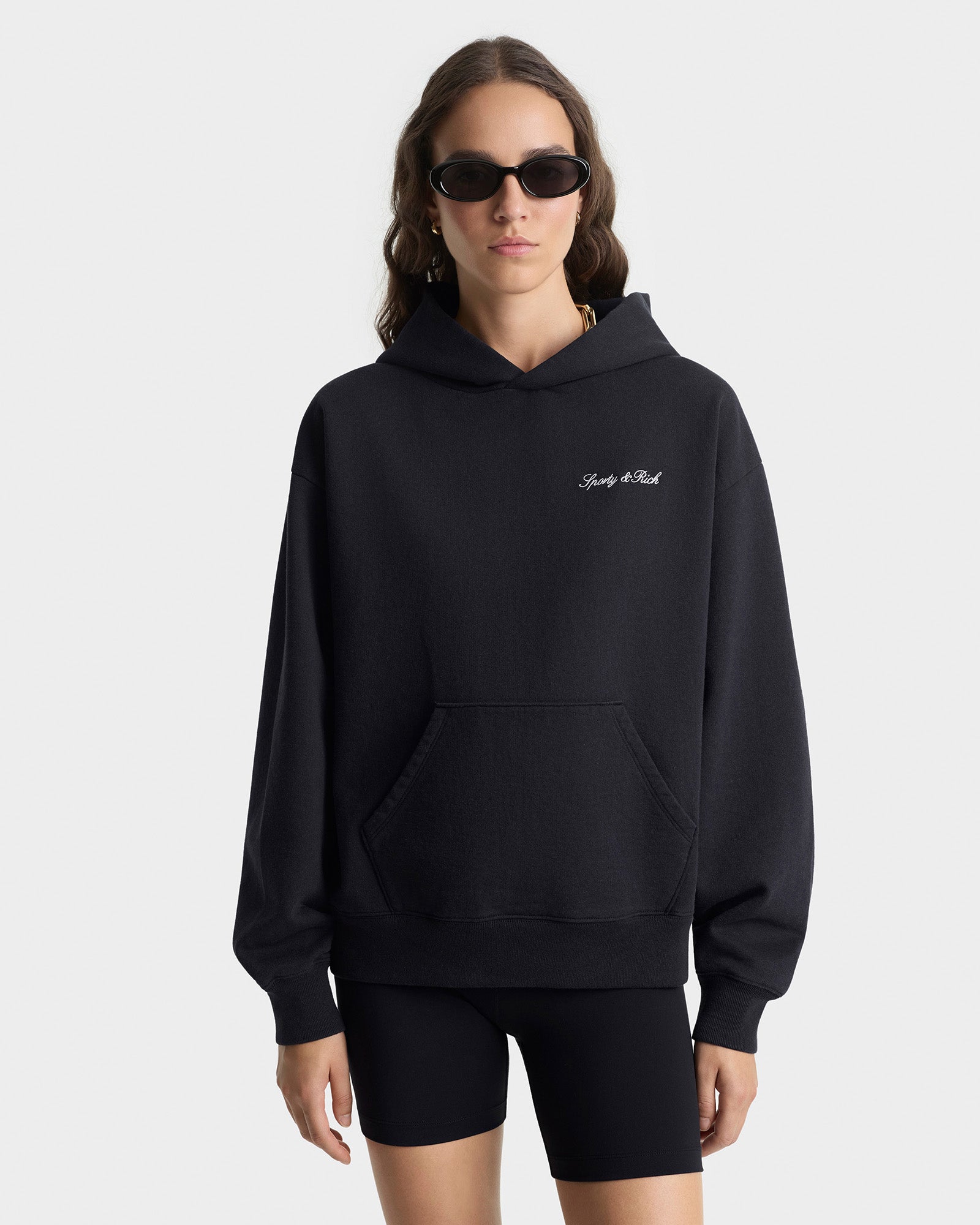 Signature Logo Embroidered Hoodie - Black/White