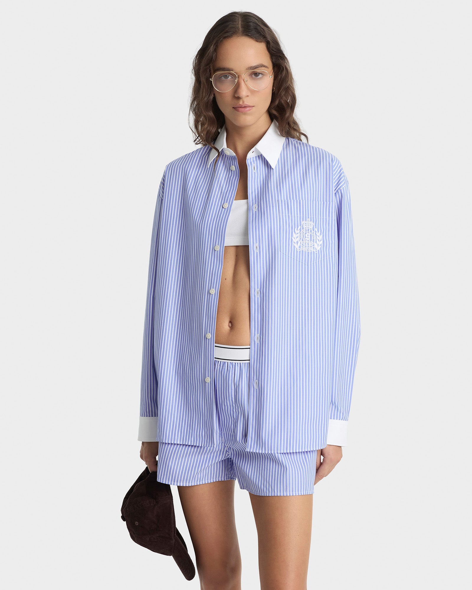 NY Crest Oversized Shirt - Navy Stripe