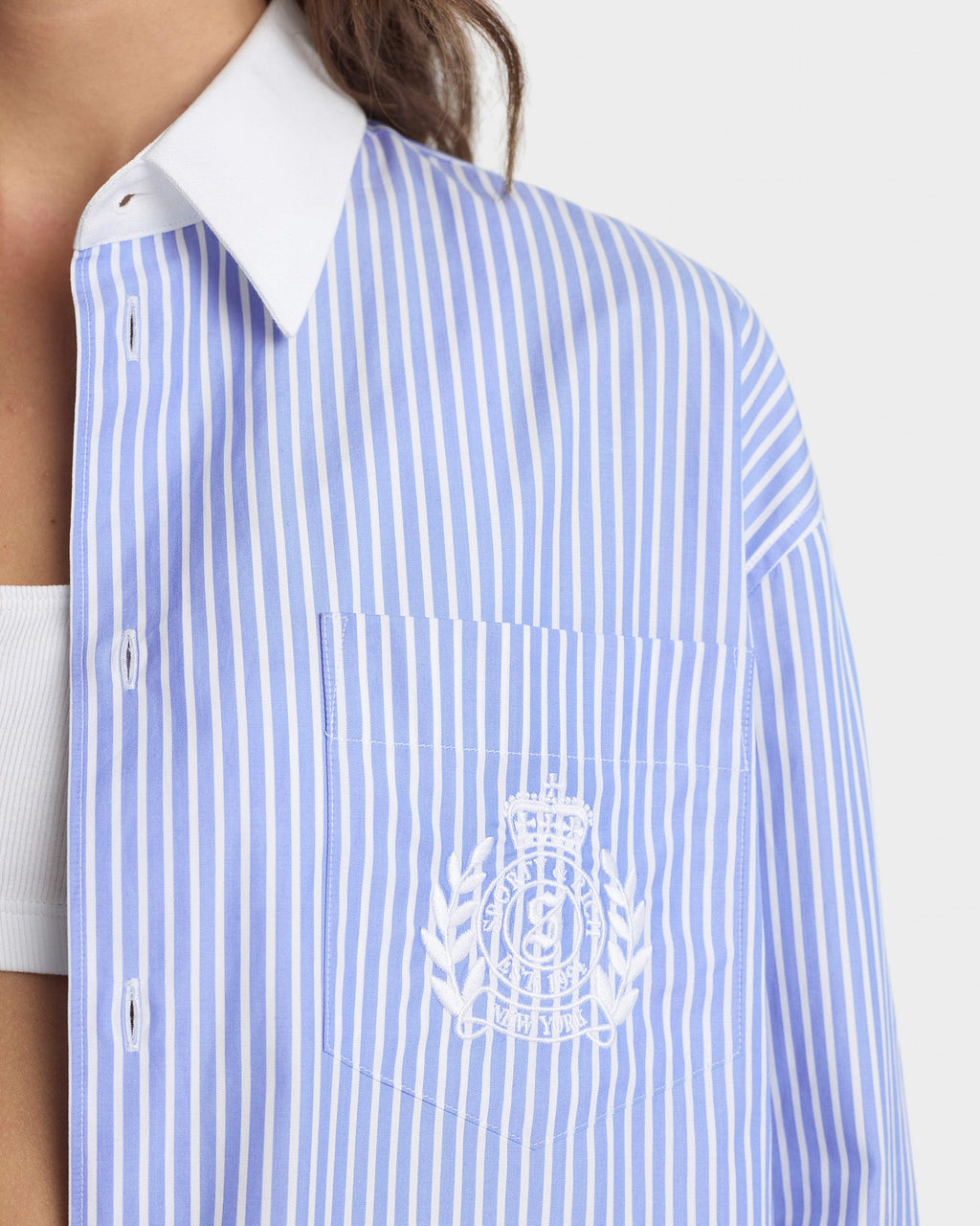 NY Crest Oversized Shirt - Navy Stripe