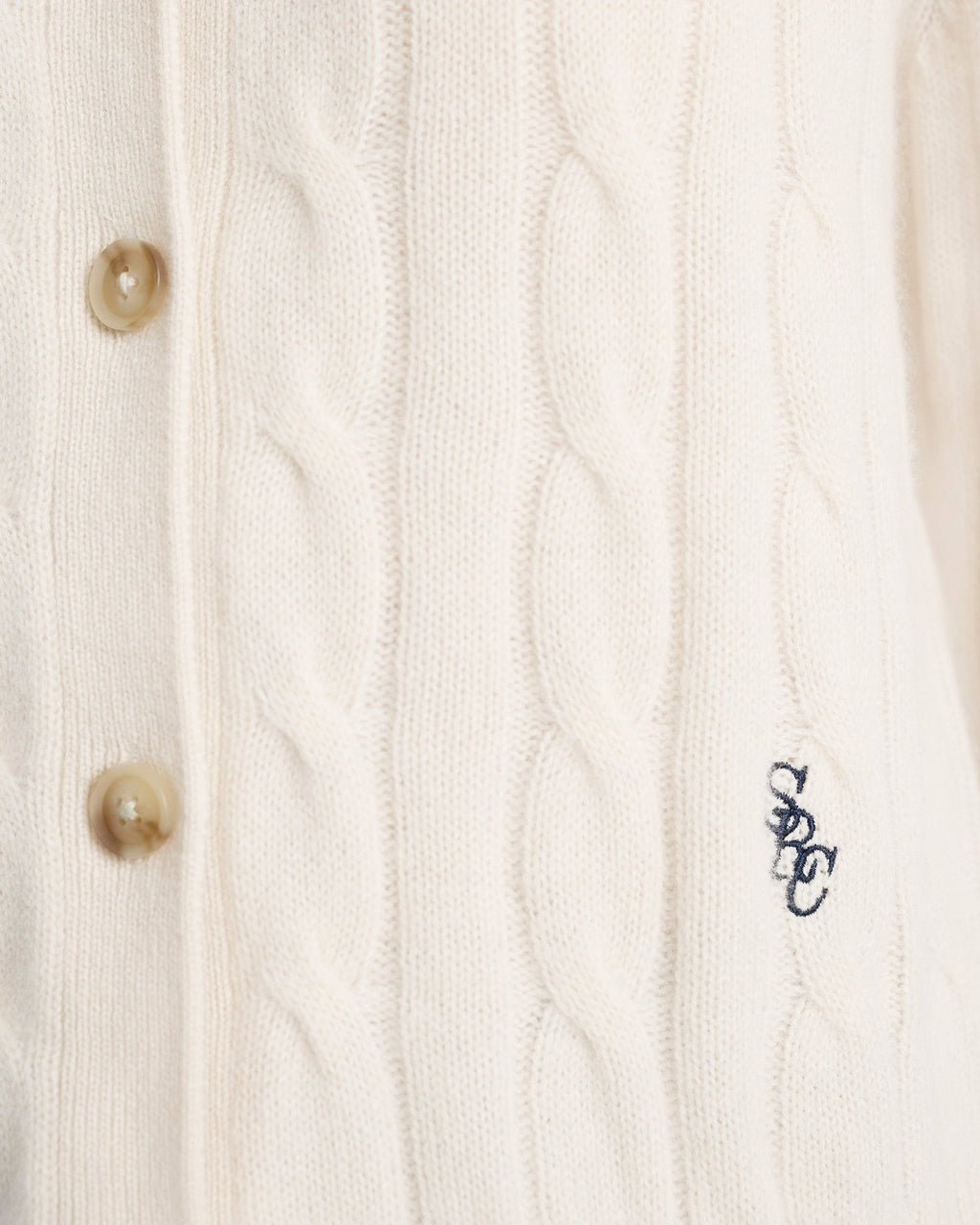 SRC Cableknit Cashmere Cardigan - Ecru