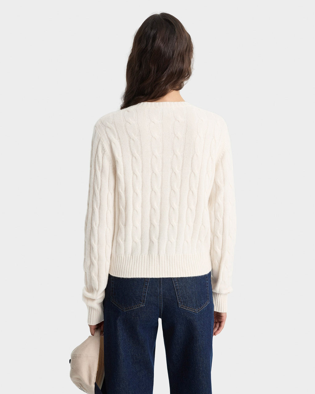 SRC Cableknit Cashmere Cardigan - Ecru
