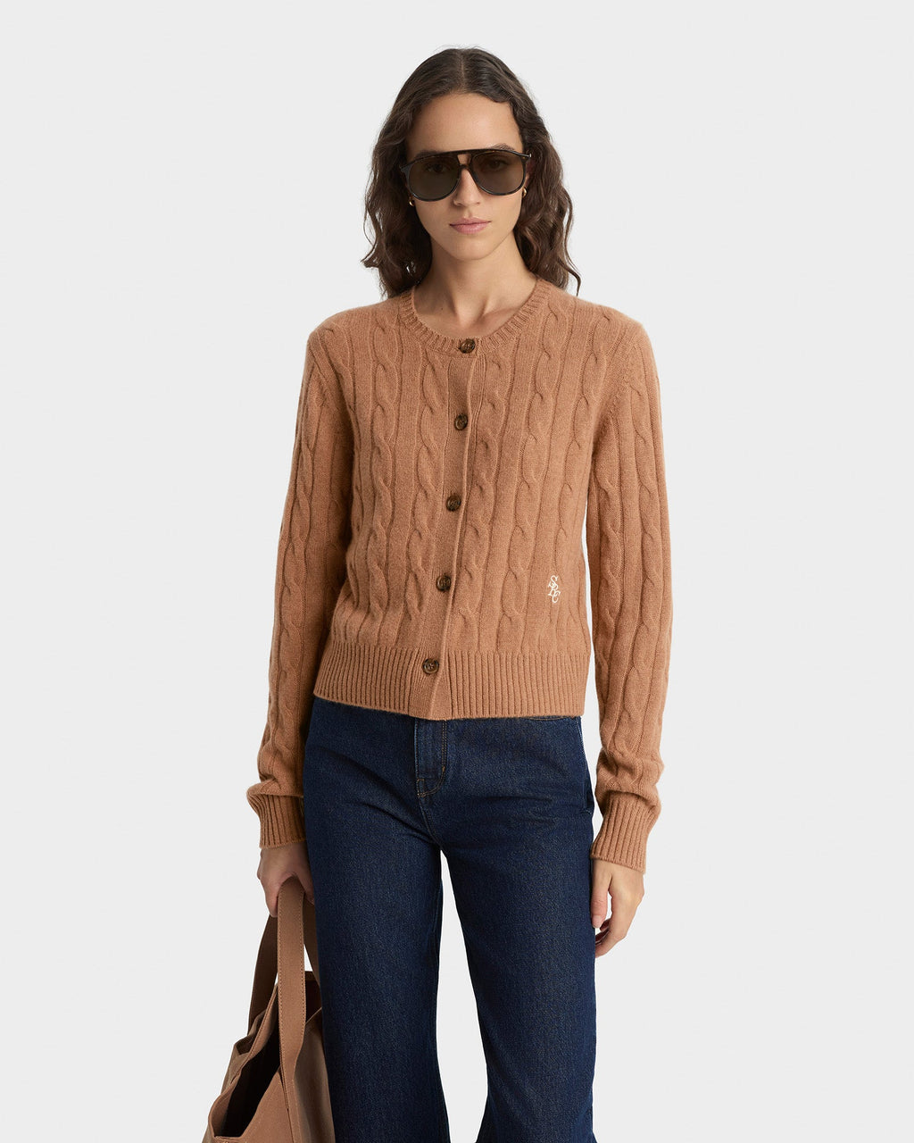 SRC Cableknit Cashmere Cardigan - Camel