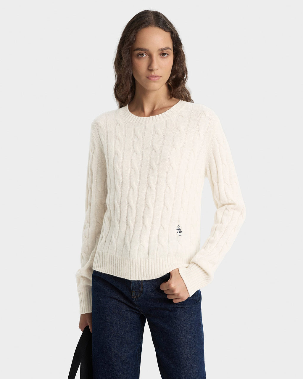 SRC Cableknit Cashmere Sweater - Ecru