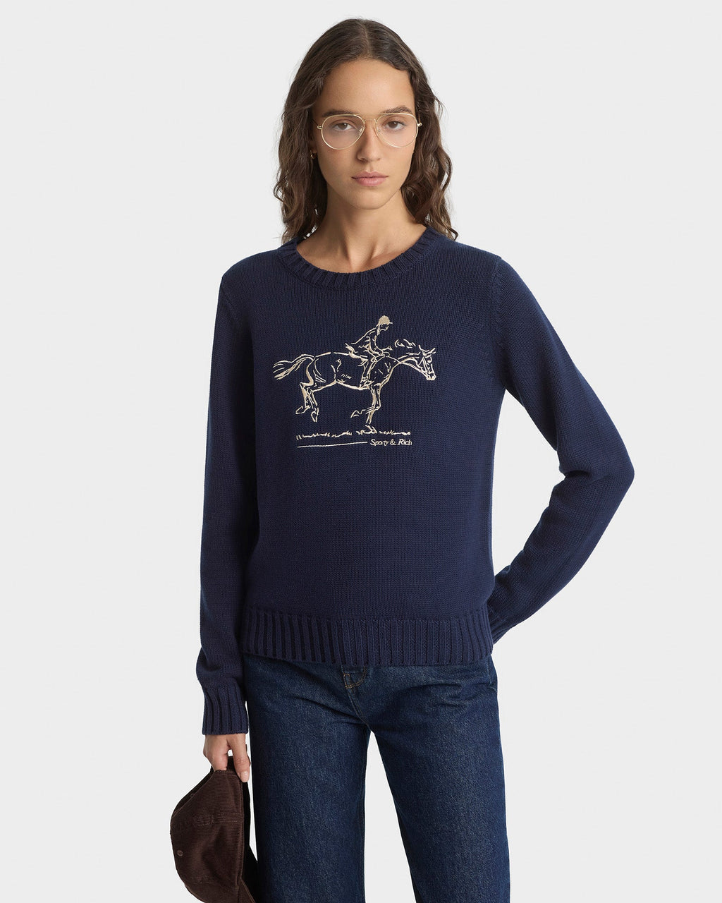 Horse Knitted Sweater - Navy