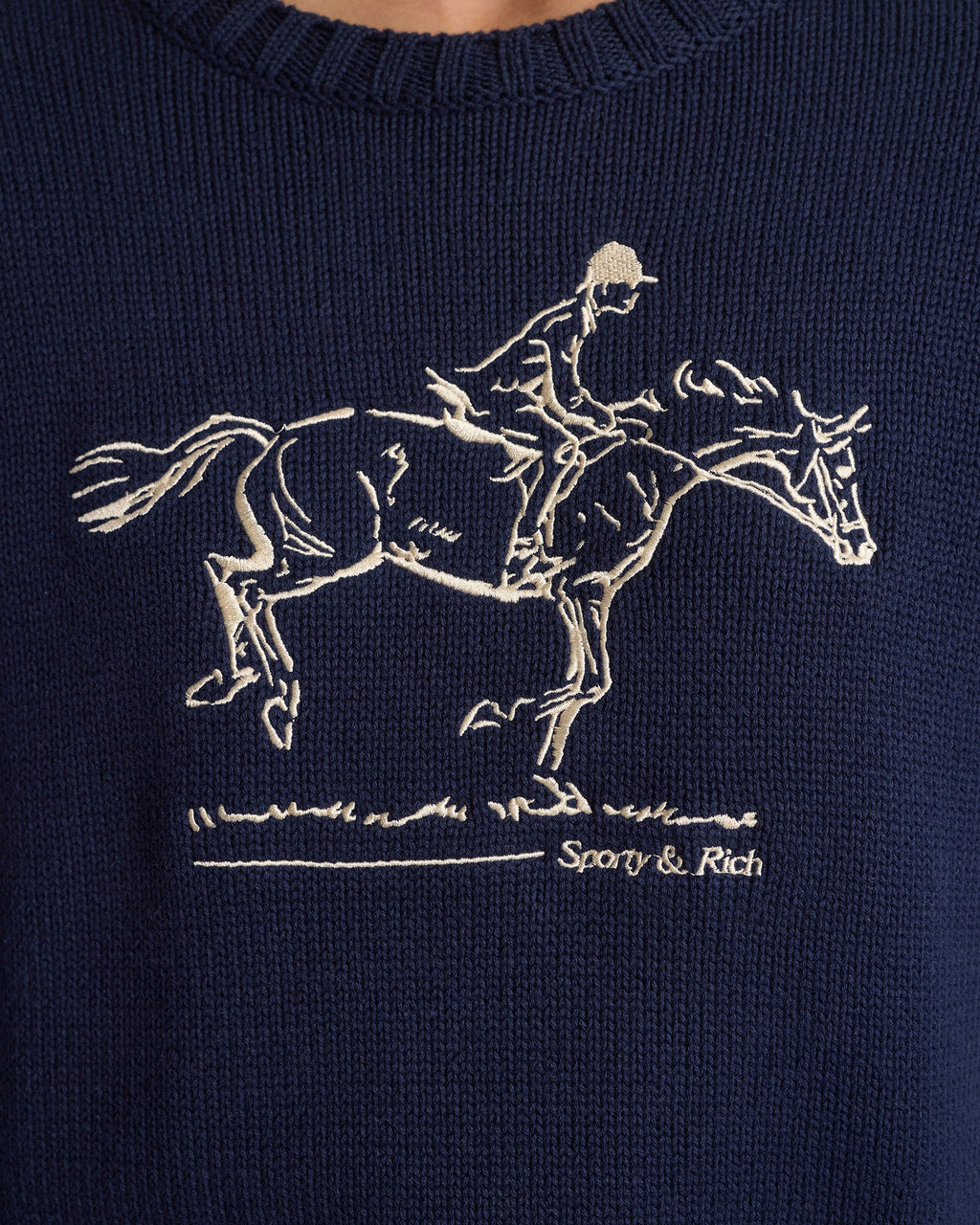 Horse Knitted Sweater - Navy