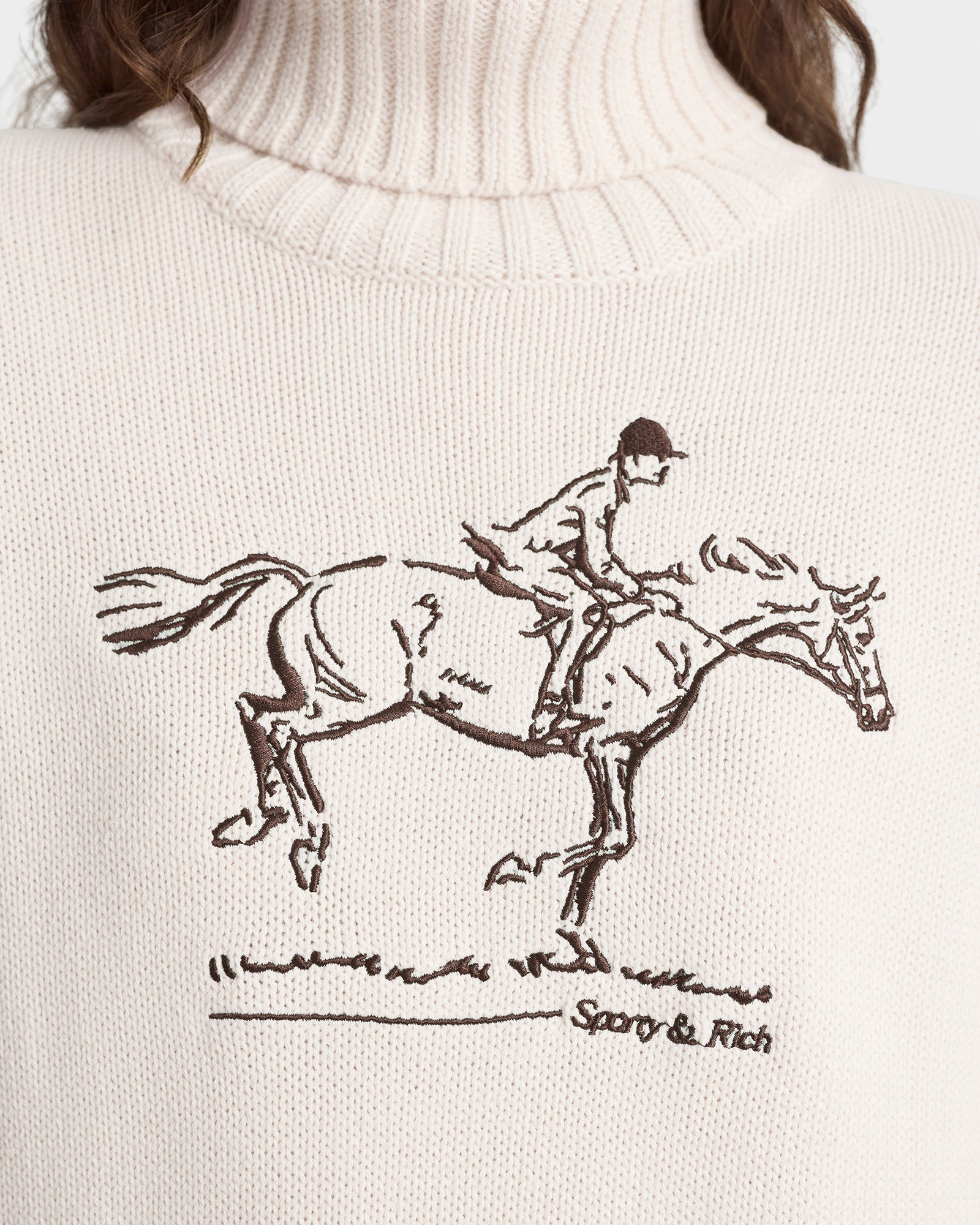 Horse Knitted Turtleneck - Ecru/Chocolate